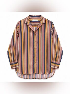 Free People We The Free Striped Oversized Button Down Boho Relaxed Multicolor S